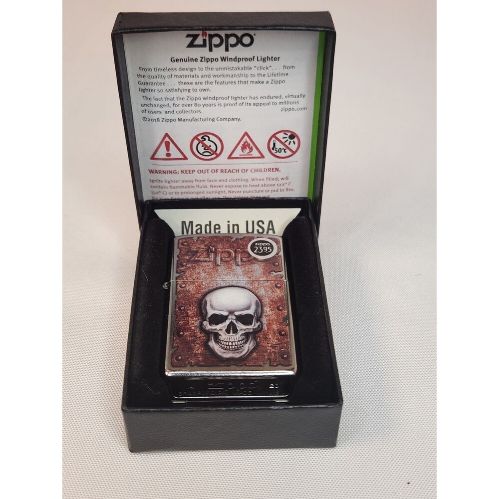 2020 Zippo Windproof Rusted Skull Lighter With Zippo Logo, 29870, New In Box